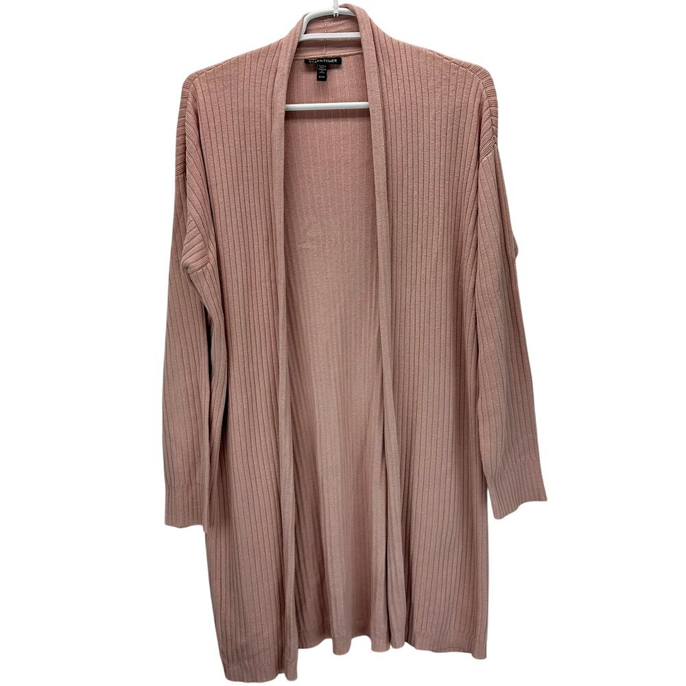Eileen Fisher Pink Open Front Long Line Cardigan Sweater XS